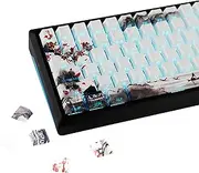 YMDK Plum Blossom Landscape Theme 135 Keys PBT Keycaps Dye Sub Custom Keycap Double Shot Side-lit Shine Through Cherry Profile for MX Mechanical Keyboard