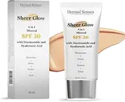 Dermalsenses 4-in-1 Sheer Glow Tinted Face Moisturiser | SPF 50 Mineral Sunscreen | UVA/UVB Protection | Hydrating & Brightening with Hyaluronic Acid & Niacinamide | All Skin Types