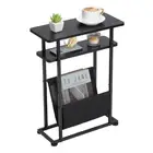 Narrow Small Side Table for Small Spaces - Slim End Table with Magazine Rack