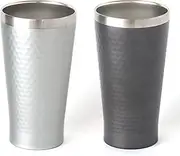 Dolce duo GR-1661 Pair Tumbler, Cup, Beer Cup, Beer Glass, Hot and Cold Insulated, Stainless Steel, Vacuum Insulated, Double Wall Construction, 11.8 fl oz (350 ml), Gift Set, Silver, Gray