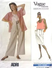 Vogue 2298 rare 80s ADRI pattern jacket top skirt pants & belt uncut size 14