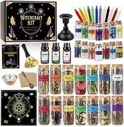 Cikuco Witchcraft Supplies Kit for Witch Spells,61PCS Witch Stuff,Wiccan Supplies and Tools,Including Herbs for Witchcraft,Crystals and Healing Stones,Spell Candles,Wiccan Starter Kit