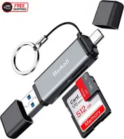 Beikell SD Card Reader, Dual Plug USB 3.0/USB C Card Reader High Speed OTG Adapt