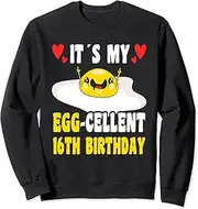 [X.Style] 16 Year Old Happy 16th Birthday Egg Cellent 16th Birthday Sweatshirt ds116 Sweater (S) Black