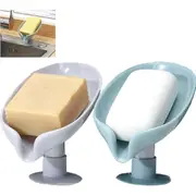 2 Piece Holder Self Draining Soap Dish Holder,Not Punched Easy Clean Bar Soap Holder,with Suction Cup Soap Dish