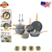 Versatile 12-Piece Kitchen Cookware Set - Non-Stick Induction Cookware in Gray