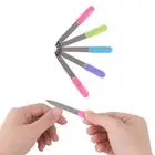 5pcs Plastic Handle Metal Double Sided Nail Files Manicure Pedicure Tool R&YU