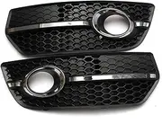 Compatible For Audi Q5 2009-2012 Car Fog Light Racing Grille Front Bumper Fog Lamp Grills Cover With Chrome Strip Replacemment Accessories(Chrome)