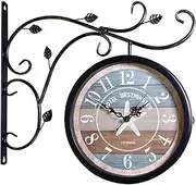 Outdoor Vintage Double Sided Clock Waterproof Wall Clock Suitable for Garden Outdoor Antique Appearance Railway Station Clock Indoor Arabic Numerals Clock