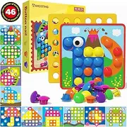 AMOSTING Color Matching Mosaic Pegboard Early Learning Educational Toys for Boys and Girls
