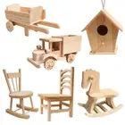 Wood Color Farm Wheelbarrow Models DIY Landscape Carts Decor DIY Mini Craft