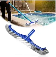 Pool Brush, Pool-Brushes for Cleaning Pools Walls,Enhanced Durable Bristles Pool-Brush Head, Reinforced Pool-Brush-Head for Inground Pool & Above-Ground-Pools, with CurvFed Ends (Blue)