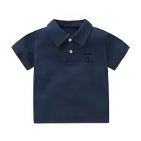 在飛比找蝦皮購物優惠-兒童Polo短袖T恤 純棉Polo短袖 中大童短袖T恤黑字母