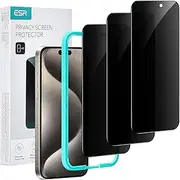 ESR for iPhone 15 Pro Privacy Screen Protector Set, Anti-spy Tempered-Glass Privacy Screen Protector, Micro-curved Edges, Case Friendly, 3-Pack