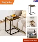 C-Shaped End Table, Sofa Side Table with Metal Frame, Small TV Tray for Livin...