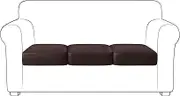 Yates Home PU Leather Couch Sofa Cushion Slipcover Water-Proof Elastic Chair RV Seat Covers Loveseat Sofa Furniture Protector Slip Cover for Settee Seater Replacement Living Room（3 Pieces, Chocolate）
