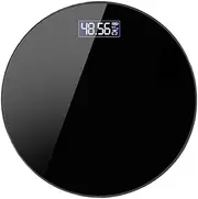 Digital Body Weight Bathroom Scale, Bathroom Scale Round Tempered Glass Digital Scale Electronic Scale Bathroom Scale Highly Accurate(Black)