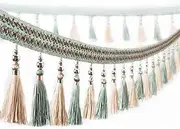 Tassel Fringe Trim, 1 Meter Curtain Braid Beaded Fringe Sewing Edging Trim Decorative Ribbon(Light Green)