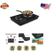 1800W Electric Double Hot Plate with Adjustable Control - Black Portable Cooktop