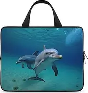 Laptop Case Sleeve Shockproof Computer Carrying Bag Dolphins Underwater Notebook Case Cover Laptop Bag Water Resistant Computer Cases Tablet Briefcase for Travel Business 13 Inch, Dolphins Underwater