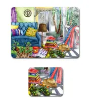 "BEACH HOLIDAY" - Set of 6 Placemats and 6 Coasters (Cork Back)