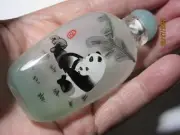 Panda Mama Baby Glass Painted Snuff Perfume Bottle Collectible MBP-1