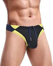 [MUEBAIRES] Men's Swim Briefs with Adjustable Drawstring Sexy Bikini Swimsuit Swimwear Pouch Enhance Low Waist
