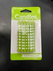 Lime Green Polka Dot Birthday Candles 12Pcs New!!!