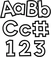 Carson Dellosa 219 Piece 4 Inch White & Black Bulletin Board Letters for Classroom, Alphabet Letters, Numbers, Punctuation & Symbols, White Letters with Black Trim, Cut Out Letters for Bulletin Boards