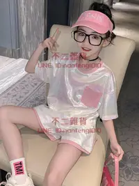 在飛比找樂天市場購物網優惠-女童運動套裝衣服韓版中大童兒童兩件衣服夏【不二雜貨】