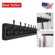 Versatile Heavy Duty Black Coat Rack - 38.6'' Wall Mount Hanger with Hooks