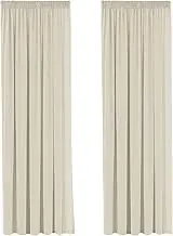 H.Versailtex Luxury Soft Room Darkening Extra Wide Panels Noise Reducing Thermal Insulated Blackout Curtains Drapery with Pencil Pleat Top for Kids Bedroom - Beige, 90" by 90", Set of 2 pieces