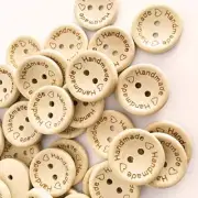 HengKe 100 pcs Wooden Handmade Buttons, Crafts Assorted Buttons Wooden Sewing