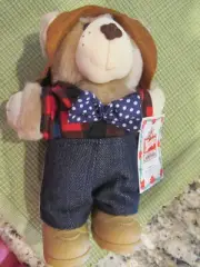 1986 WENDY'S FURSKIN BEAR FARRELL CHRISTMAS TEDDY BEAR NOS WITH TAGS & BAG!!