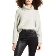 Two Of Leith Dolman Turtleneck Sweater Size X-Small in Light Grey Heather