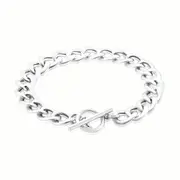 Sterling Silver 19 cm T-bar Curb Bracelet