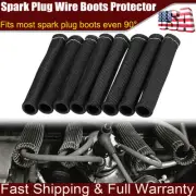 2500° 6" Spark Plug Wire Boots Protector Black Sleeve Heat Shield Cover 8 Pcs (for: Honda)