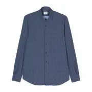 [Mazzarelli] Mazzarelli Geometric-print Shirt 40 CM BLUE