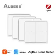 AUBESS Tuya ZigBee Smart Scene Switch 4 Gang 12 Scene Switch Push Button Control