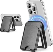 minisopuru Magnetic Wallet for iPhone, Adjustable Leather Magnetic Phone Wallet with 3 Card Slots, Stronger Mag-Safe Card Holder for iPhone16/15/14/12 Series, Not for Mini, Lightweight, Black