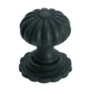 3691 Cupboard Knob Fluted Iron Backplate Matte Black D32xP44mm