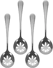 MOLUCKFU 4pcs Kitchen Serving Spoons Perforated Spoon Set Small Slotted Utensils Stainless Steel for Salad Fruit