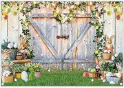 YCUCUEI 84x60inch Spring Easter Photography Backdrops Garden Floral Grass Rabbit Eggs Background Bunny Stand Photo Banner Tapestry Booth Props