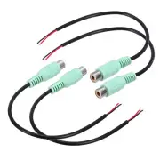 8 Inch Green RCA Female Plug Jack Connector Adapter to Bare Wire Pack of 4