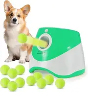 SARIEN Automatic Dog Ball Launcher - Fetch Machine for Small Dogs, 3 Launch Distances, 12 Balls, Rechargeable (Green)