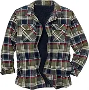 Mens Shacket, Flannel Plaid Shirt Jacket Long Sleeve Buttons Padded Winter Warm Outerwear Sweatshirt (Color : C, Size : X-Large)