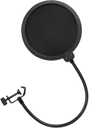 ibasenice Double Layer Microphone Pop-up Screen Mic Sponge Cover for Wind Dust Protection Flexible Gooseneck Mount Windscreen Filter Shield