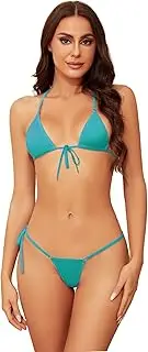 Dadress Micro Bikini Sets Extreme Sexy Halter Swimsuit Tie Side G-String Cheeky Thongs Swimwear 2 Pcs Mini Bikinis for Women