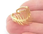 Palm Leaf Adjustable Ring Raw Brass (6US - 9US inner size) 4716