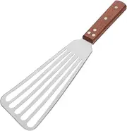 Totority Stainless Steel Fish Spatula with Wooden Handle Non Stick Slotted Turner for Frying Fish Eggs Pancakes Durable Kitchen Utensil for Outdoor Cooking BBQ